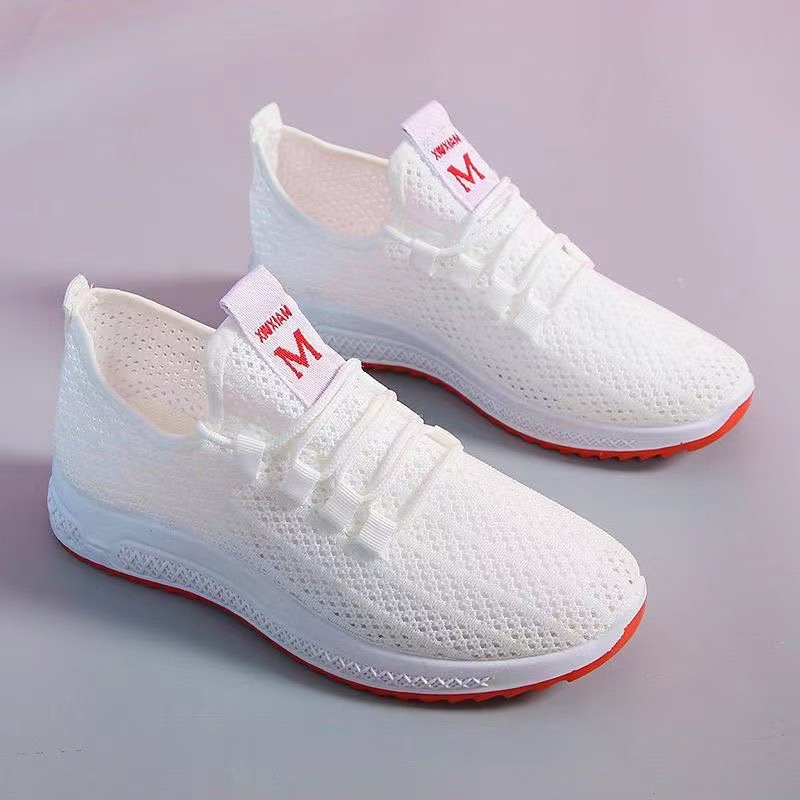 Sepatu wanita sneakers import/sepatu sneakers import trendy bertali fashion/shoes slip premium Putih