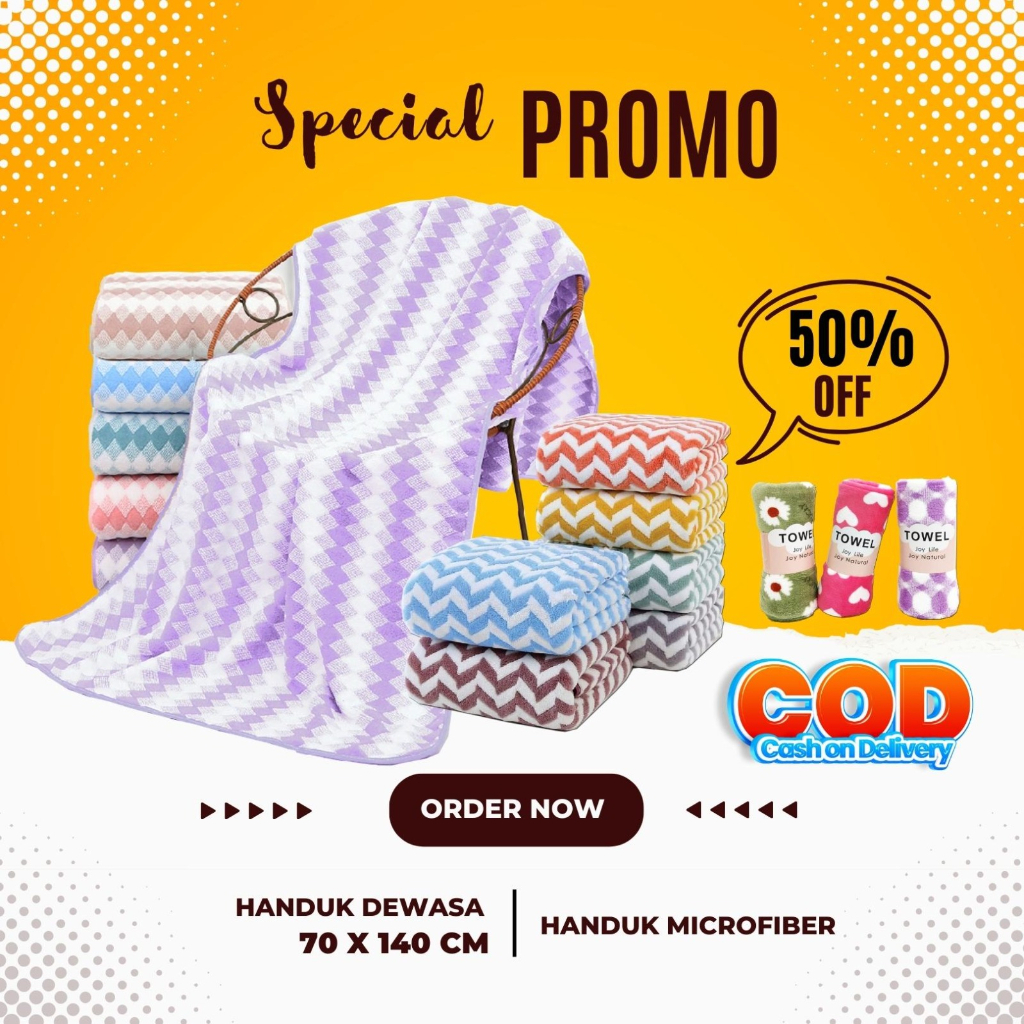 KUP - COD MURAH HANDUK MICROFIBER DEWASA 2 PCS BAHAN LEMBUT DAN MENYERAP