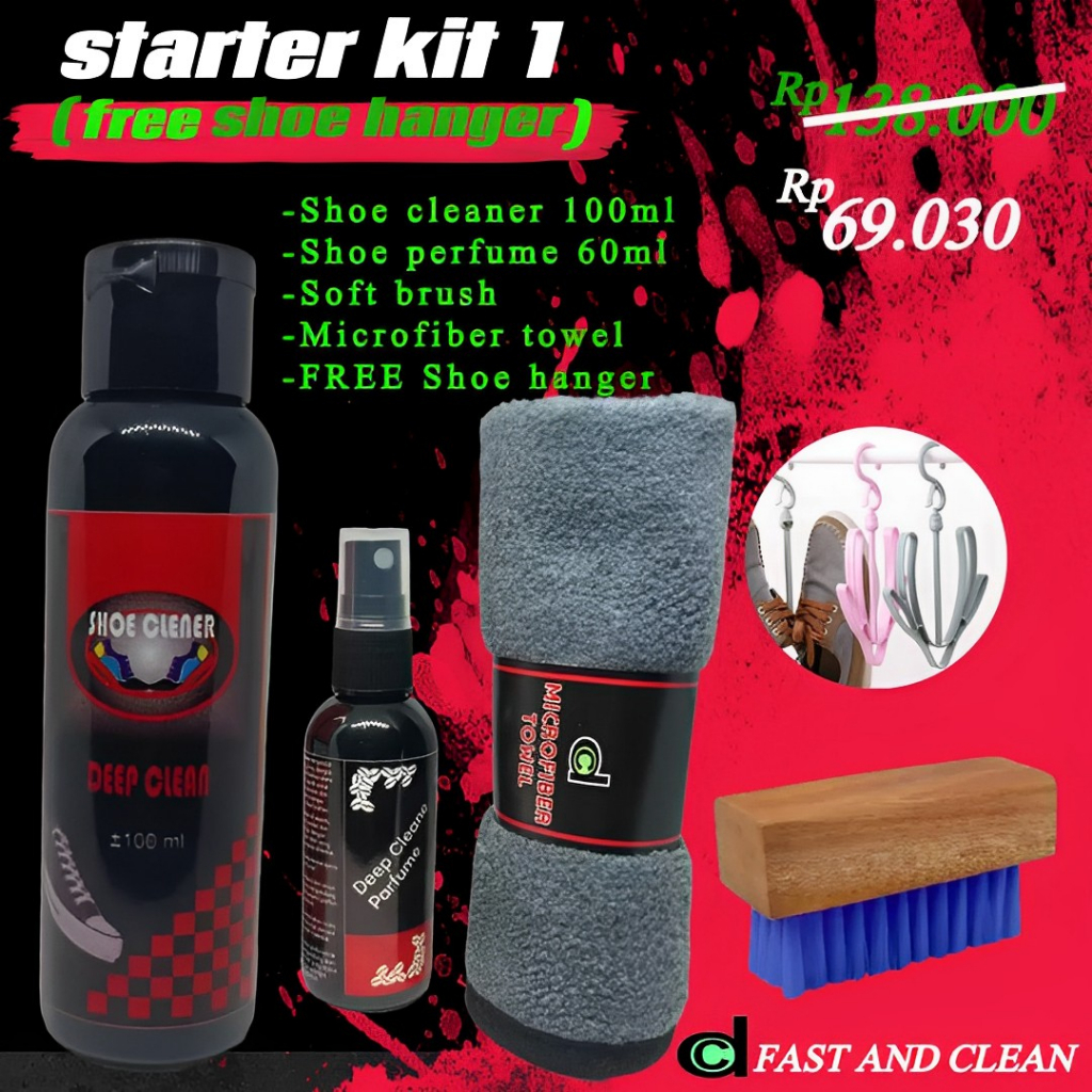 deepcleane stater kit 1 pembersih sepatu pembersih sepatu putih pemutih sepatu sabun cuci sepatu shoes cleaner