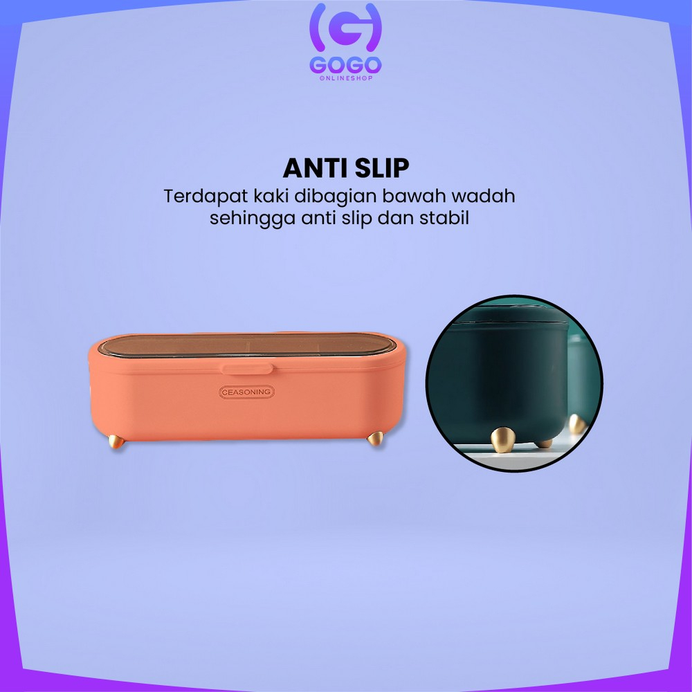 GOGO-C860 Tempat Bumbu Dapur Serbaguna Wadah Bumbu Seasoning Storage Box Termasuk Sendok / Rak Kotak Tempat Penyimpanan Bumbu Dapur Minimalis