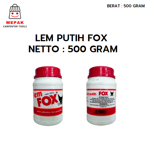 

Lem Fox 500 gram / Lem putih PVAc