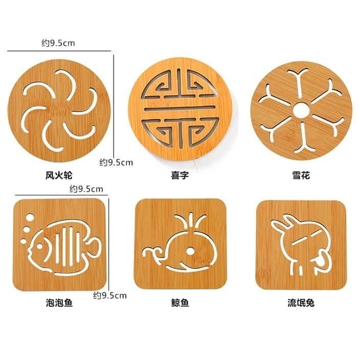 Tatakan Piring Gelas Kayu Unik Alas Panci Dapur Anti Slip Korea Japan