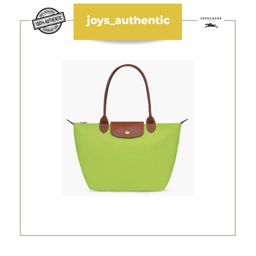 Tas Wanita Longchamp Le Pliage Small Long Handle SLH Tote Bag in Light Hijau Green Woman Bag Authent