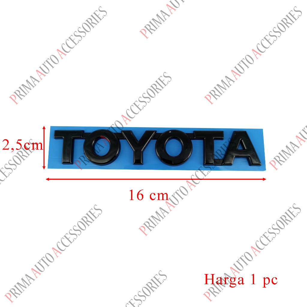 Emblem Mobil Tulisan TOYOTA Bagasi Hitam Glossy 16 cm