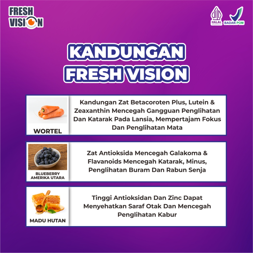 Obat Mata Freshvision Madu Alami Bantu Atasi Masalah Mata MInus, Mata Rabun, Mata Merah dan Katarak