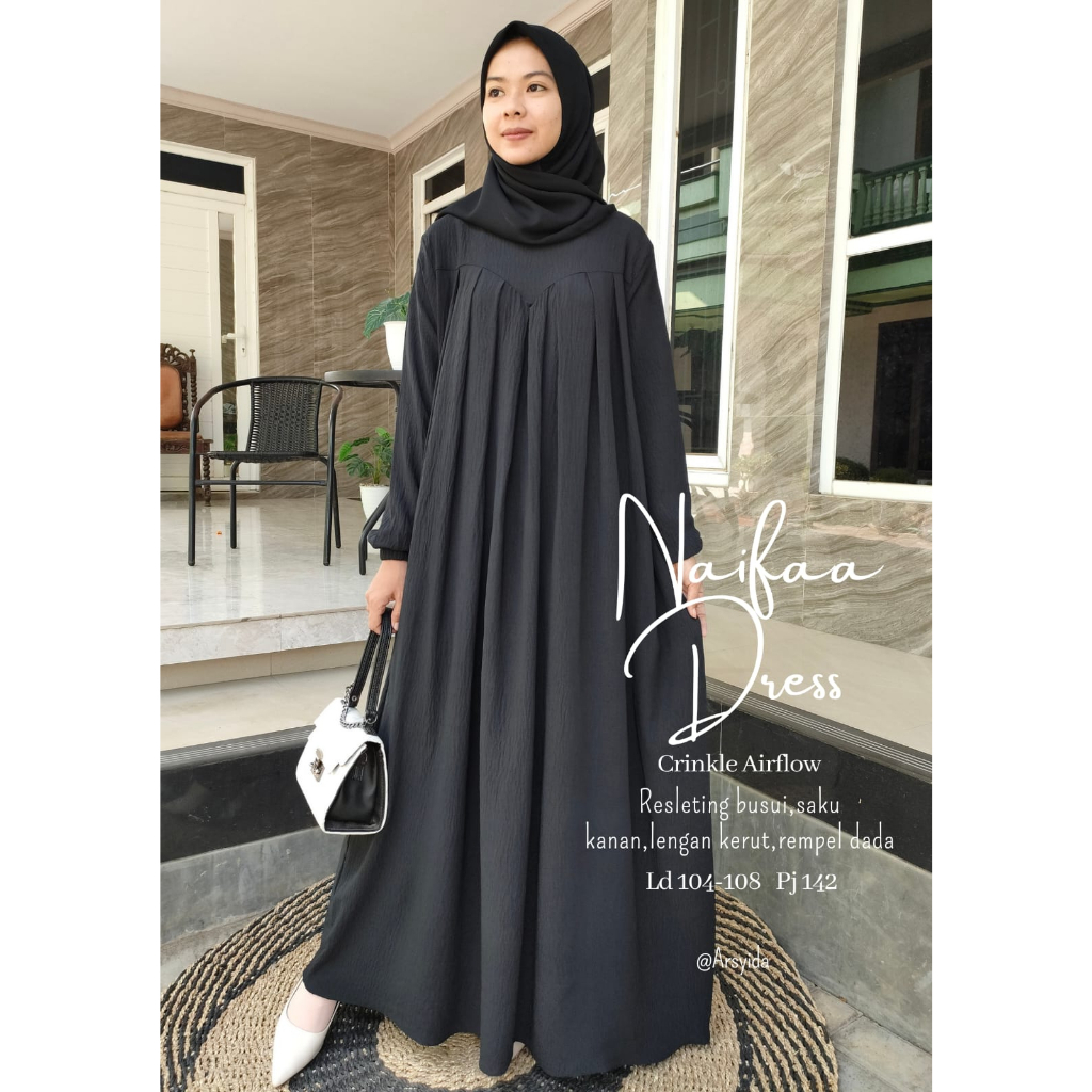 Dress kondangan Crinkle Airflow Polos Premium Termurah By ARSYIDA