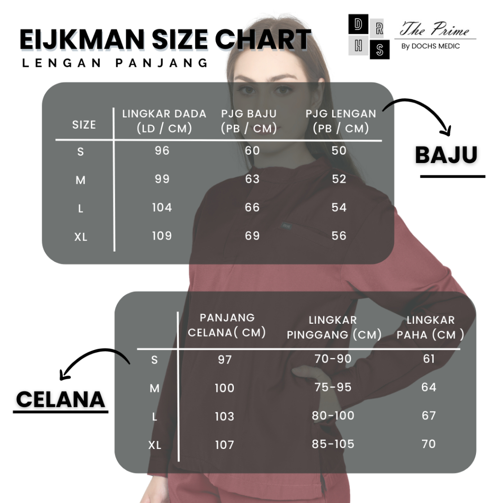 EIJKMAN Scrubs / Baju OK / Baju Jaga Lengan Panjang (The Prime Scrubs By DOCHS MEDIC)