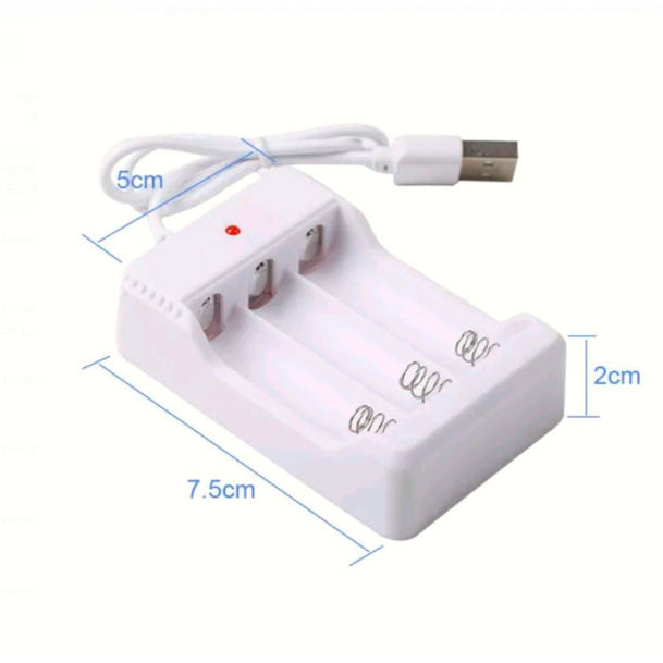 DHIO - Alat Charger Charging Cas Casan Baterai Batre AA AAA A3 A2 3 Slot USB