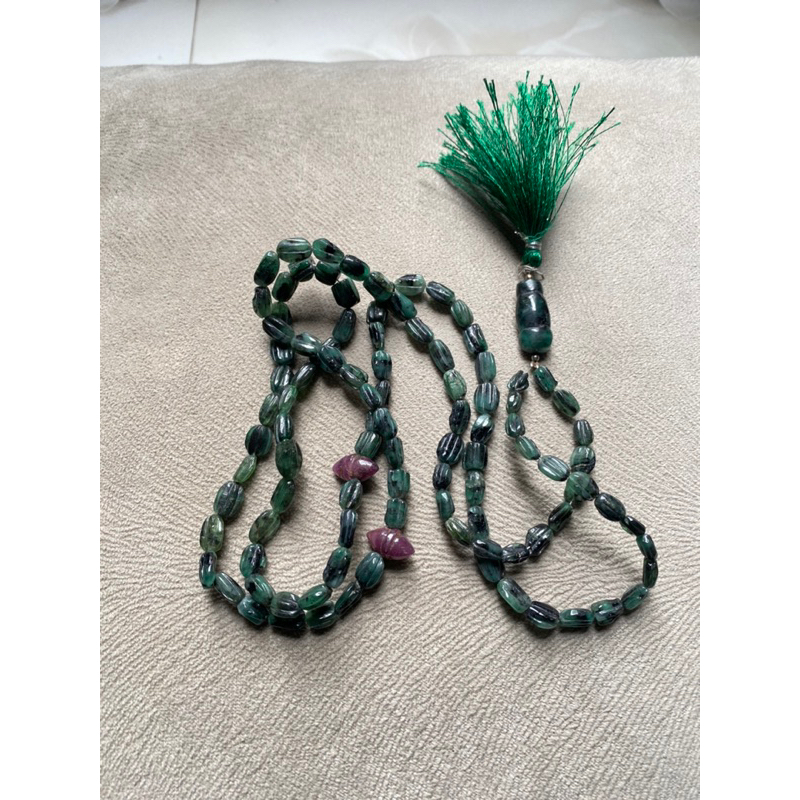 Natural Emerald Beryl Tasbih Batu Zamrud Tasbih Natural Ruby Tasbih