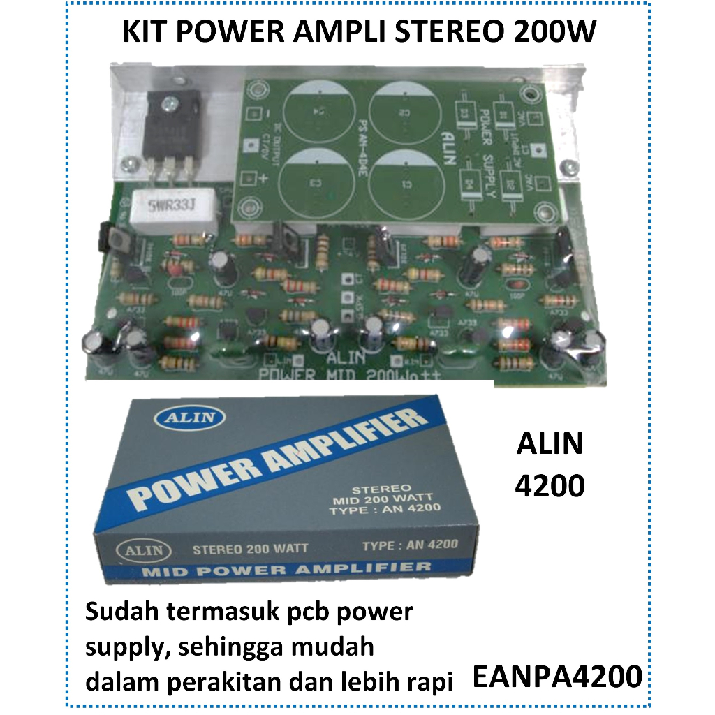 Kit Power ampli amplifier OCL 150watt STEREO TIP 3055 satu set TIP2955 plus PCB power supply