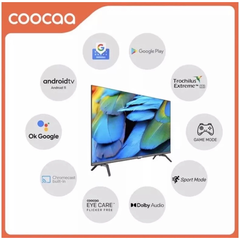 COOCAA LED TV 40 INCH 40S7G - ANDROID 11 - DIGITAL TV - HDR 10 - 2.4G/5G WIFI