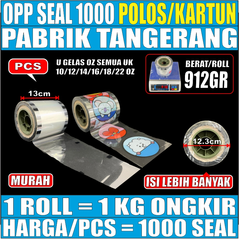 Plastik Seal Press Cup Gelas Plastik Lid Tutup Sealer Polos Kartun Per 1 Roll Var