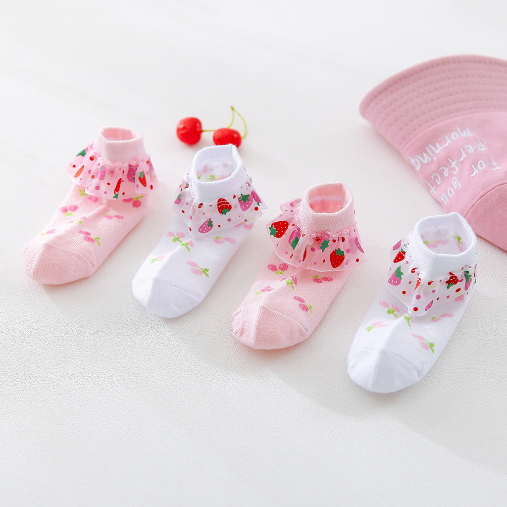 Okaybaby B330 Kaos Kaki Anak Perempuan Import (PREMIUM QUALITY) Bahan Tebal Lembut Motif Stobery Lucu Terbaru 1-7 Tahun