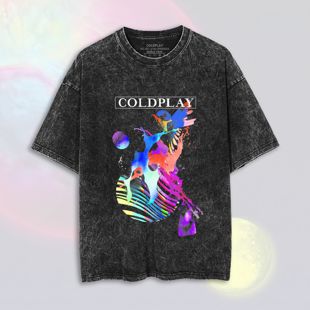 Kaos Oversize Washed Coldplay | Washed T-Shirt | Kaos Band Coldplay | Kaos Konser Coldplay | WO cp26