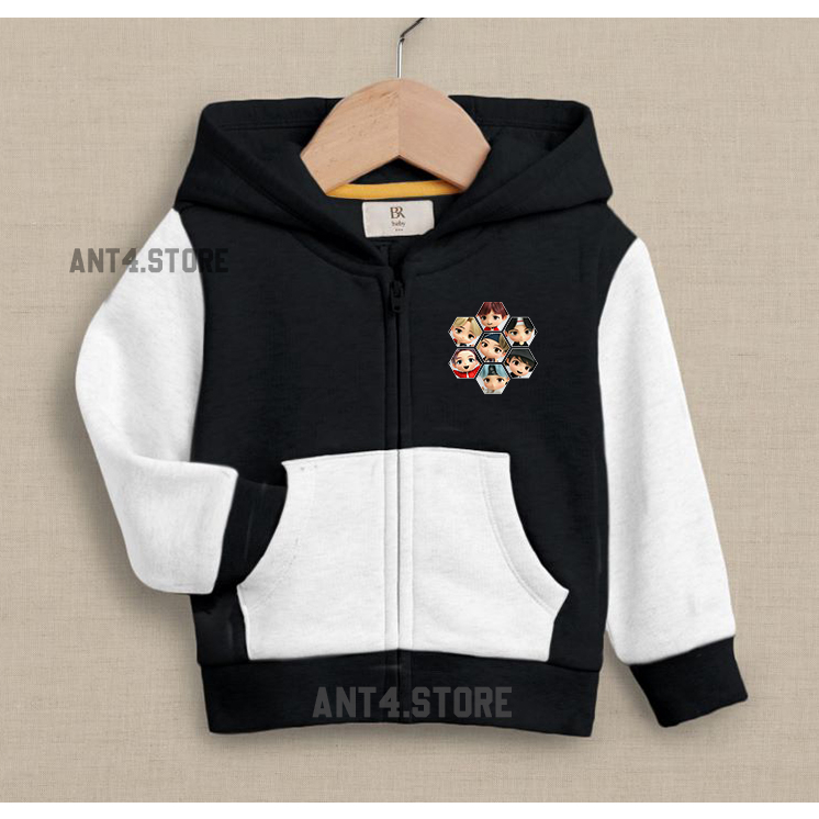 JAKET ANAK PEREMPUAN BTS 3D ZIPPER ANAK LAKI-LAKI UNISEX UMUR 2-12TAHUN