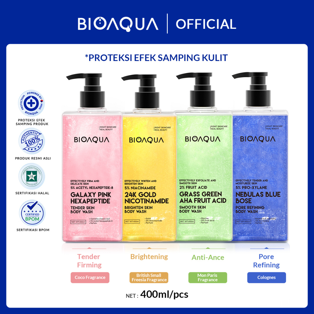 ✨ AKU MURAH ✨ BIOAQUA 24K Gold Nicotinamide Brighten Skin Body Wash 400ml Shower Gel