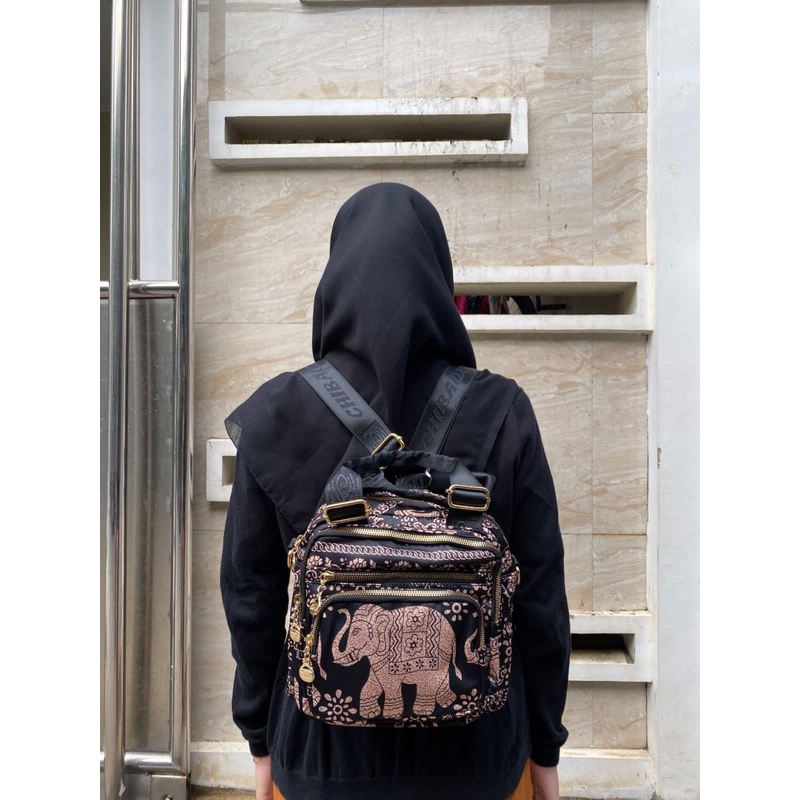 Tas selempang chibao 1813 3fungsi motif gajahi