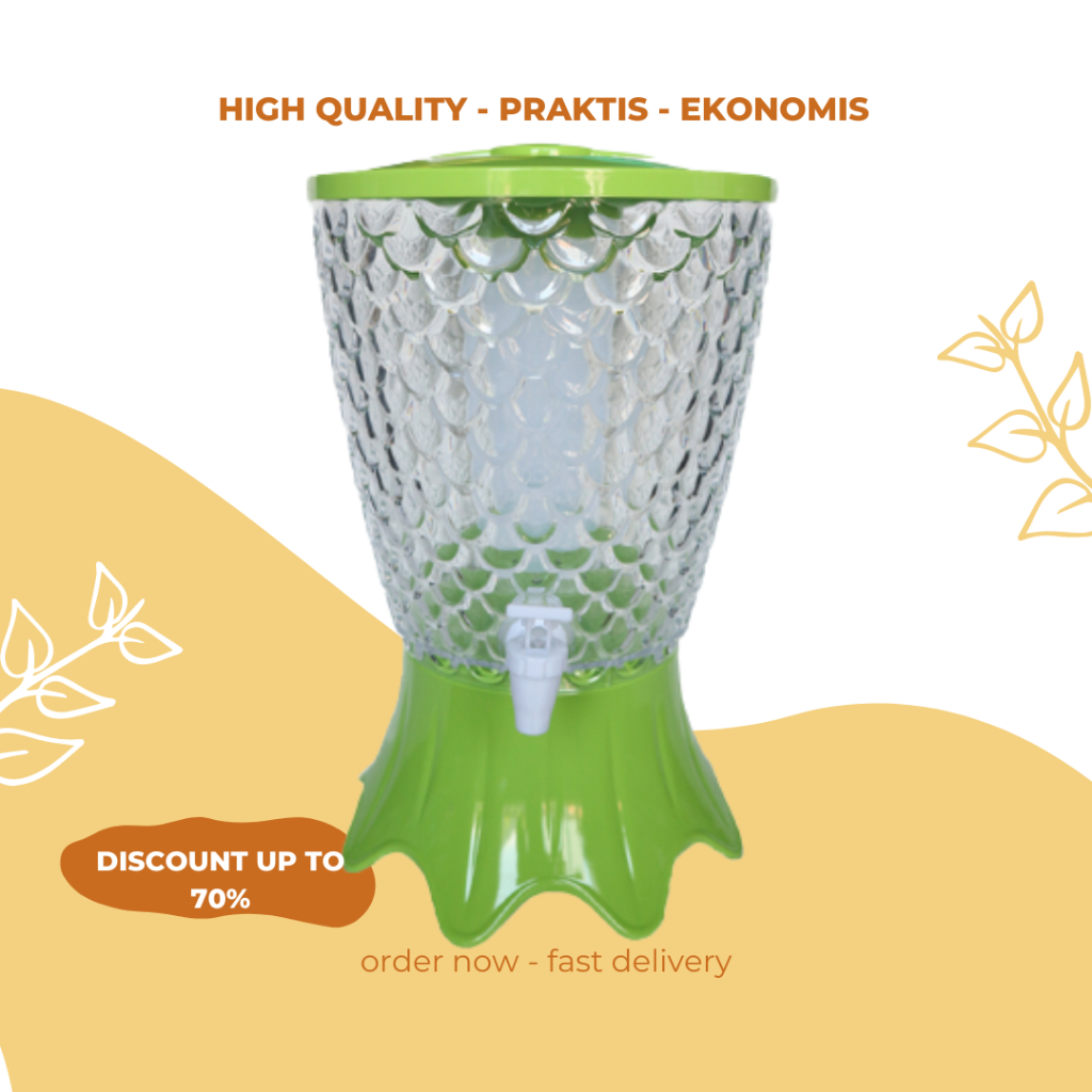 KP - Dispenser Air Water Jug 10 Liter Plastik Akrilik Motif Kristal Ikan Golden Sunkist TAMI 1136 | 