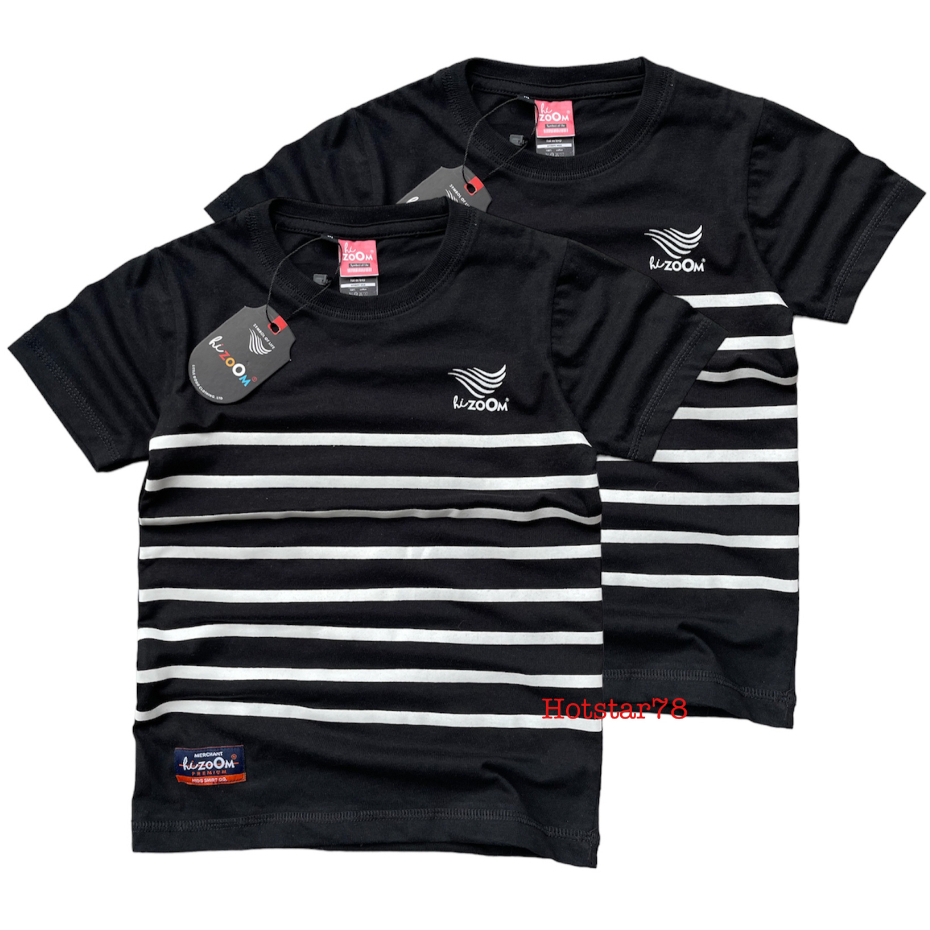 hizoom Baju Kaos Oblong Anak Laki Laki Motif Salur Stripe Umur 1-12 Tahun Bahan Katun