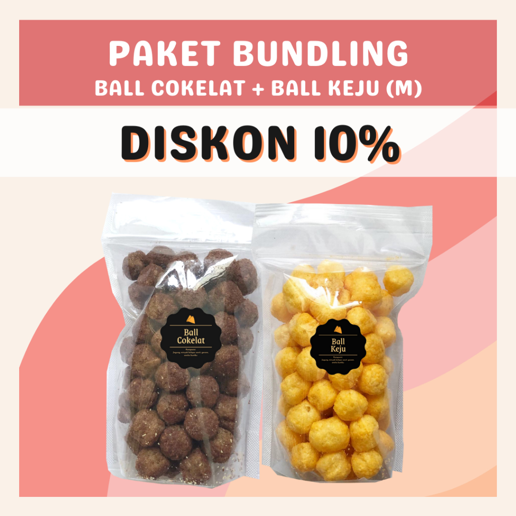 [DELISH SNACKS] Paket Bundling Ball Cokelat + Keju + Balado (M) / Bundle Package Snack Cemilan Camilan Chiki Ball