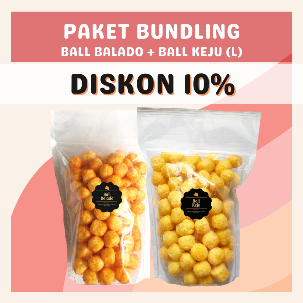 [DELISH SNACKS] Paket Bundling Ball Cokelat + Keju + Balado (L) / Bundle Package Snack Cemilan Camilan Chiki Ball