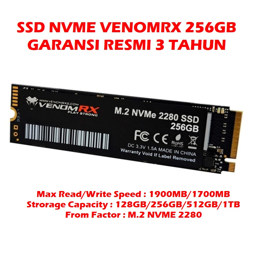 SSD NVME VENOMRX 256GB, SSD VENOMRX VRX NVME 2280 NVME 256GB, SSD NVME 256GB VENOM RX GARANSI RESMI