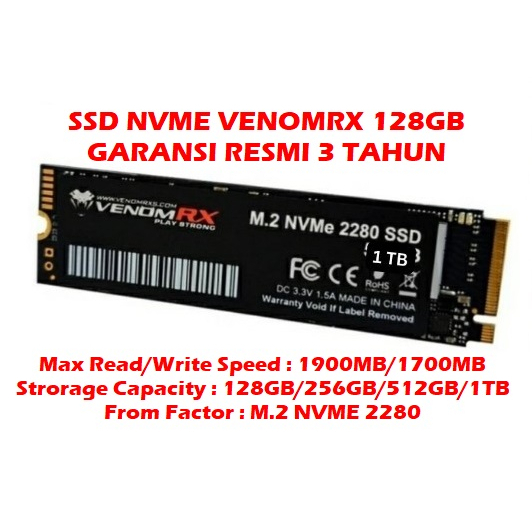 SSD NVME VENOMRX 1TB, SSD VENOMRX VRX NVME 2280 NVME 1TB, SSD NVME 1TB VENOM RX GARANSI RESMI