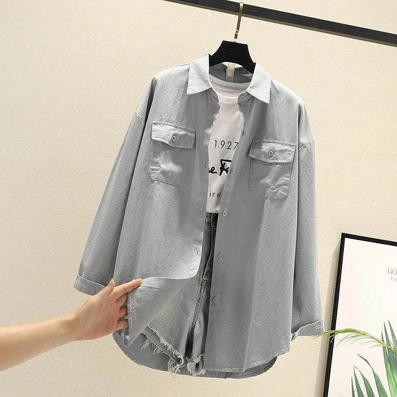Lucy Top Kemeja Oversize - Atasan Wanita Kemeja Katun Poplin - Kemeja Polos Tangan Panjang Anti Gerah