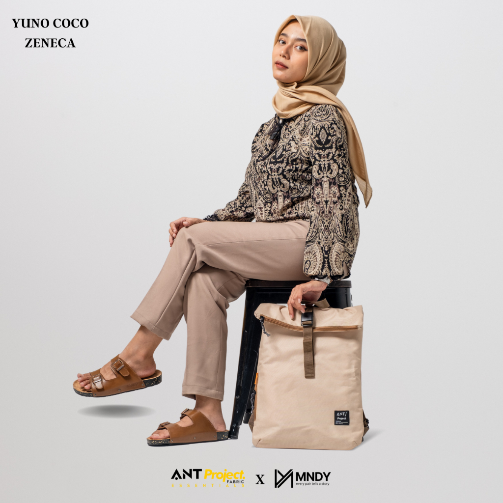 ANT X MNDY - BUNDLING - Sandal Slop Kulit Casual UNISEX - Yuno Coco x Zeneca Khaqi