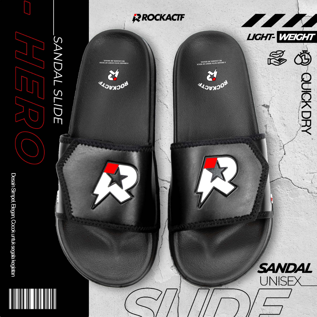 Sandal Slop Pria Wanita-Perekat-Hero Slide-Hitam