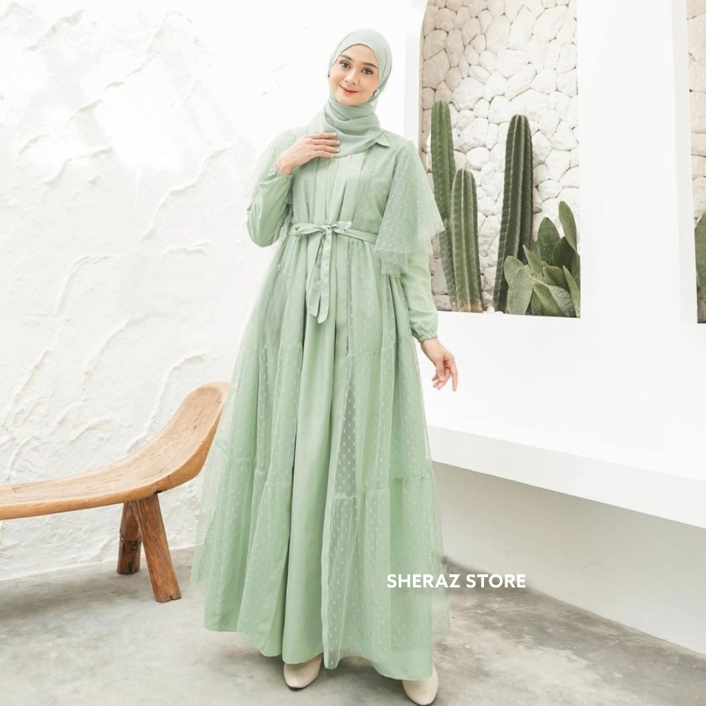 INARA SET (DRESS + OUTER) S M L XL XXL XXXL 5L Gamis Kondangan Wanita Jumbo Ld 120 130 140 Terbaru 2023