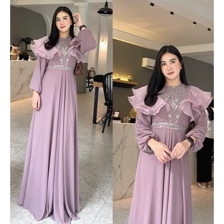 REAL VIDEO RVS2613 Gamis PREMIUM Megan SIZE M - XL 15WARNA / AC / Maxi Long Dress Muslim jUMBO / Gam