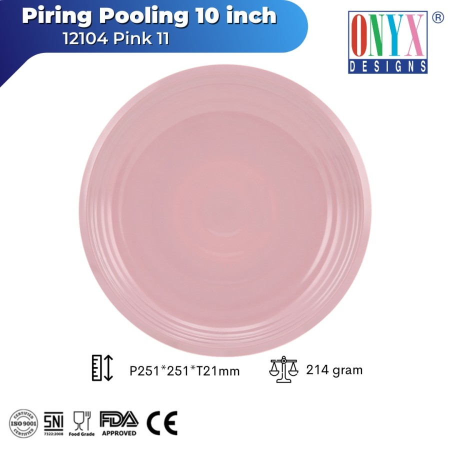 Onyx Piring Bulat Pooling 10 inch Melamin isi 6 / Plate 12104