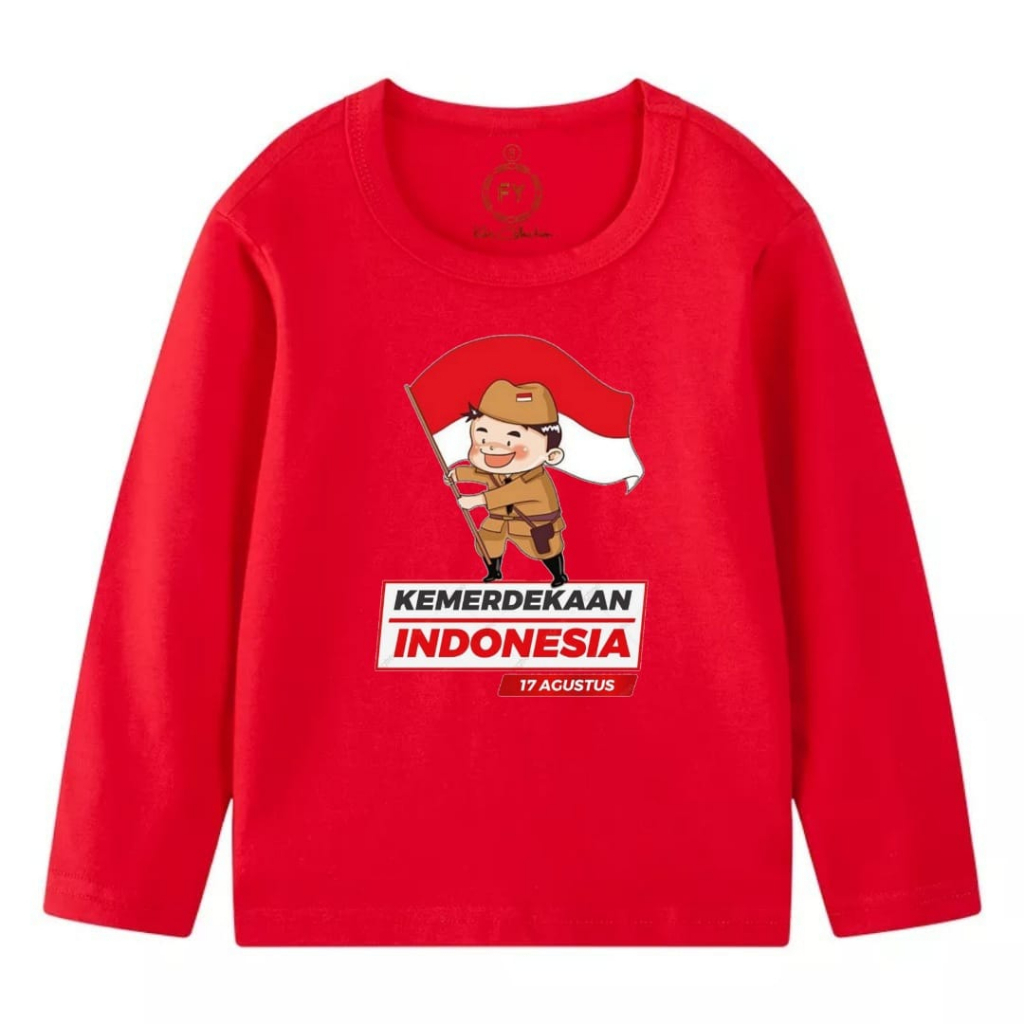 Rdkidzid Atasan Baju Kaos Lengan Panjang Anak Laki Laki Merah Putih Lomba 17 Agustus Kemerdekaan Indonesia Dirgahayu HUT RI 78th