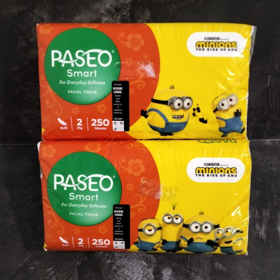 Tisu Wajah 250 Sheets 2 ply sheet / Tissue Paseo Facial Minions Series Soft Pack 2ply lembut higienis