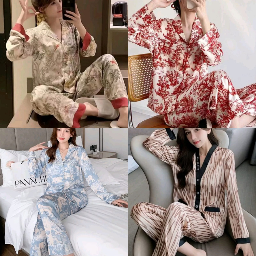 BAJU TIDUR SATIN PREMIUM PIYAMA SATEN IMPORT PREMIUM WANITA MURAH NYAMAN