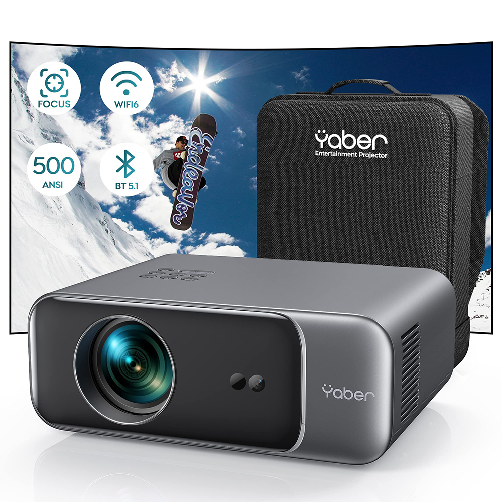 YABER V9 WiFi Bluetooth Video Projector 500 ANSI with WiFi 6 and Autofocus/Keystone Native 1080P&amp; 4K Supported HD Quality