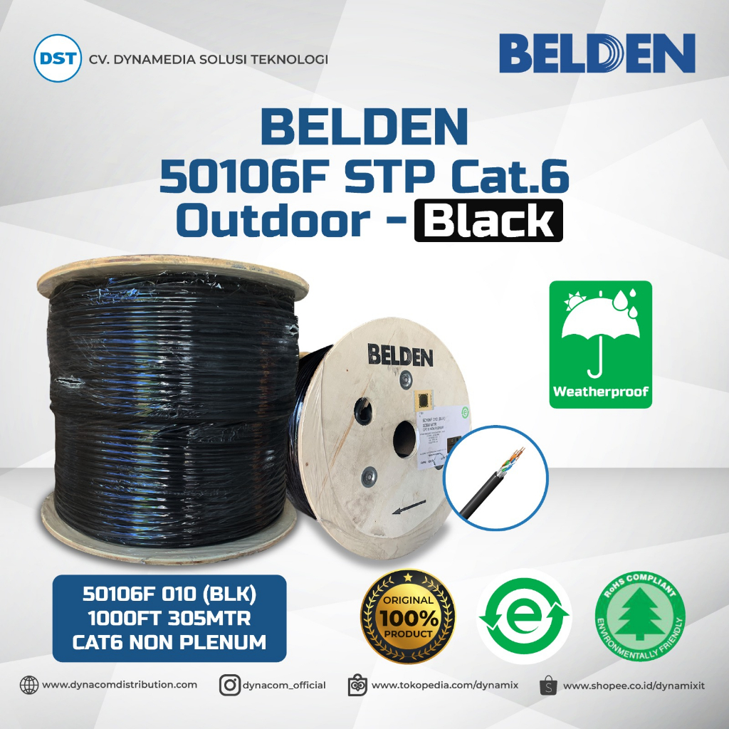 [khusus GOSEND] Outdoor Kabel LAN Belden 50106F STP Cat.6 BLACK ORIGINAL | ethernet jaringan