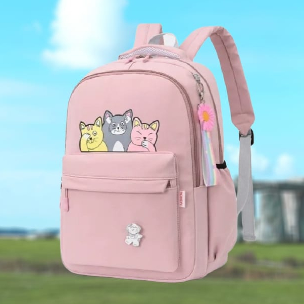 Tas Ransel Anak Perempuan Tas Gendong Untuk Sekolah SD SMP Tiga Kucing Bersaudara Murah