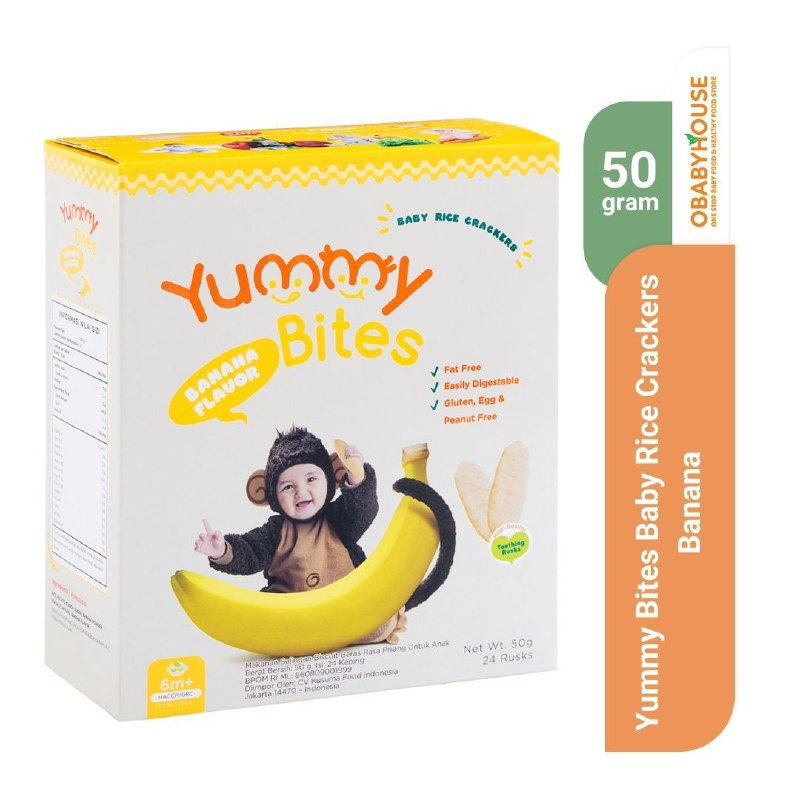 Yummy Bites Baby Rice Crackers Banana 50 gr