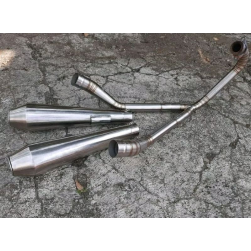 Knalpot Custom Kawasaki W175 Se Double Silincer Kanan Kiri