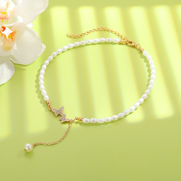 kalung mutiara kupu-kupu pearl butterfly necklace jka260(2j2)