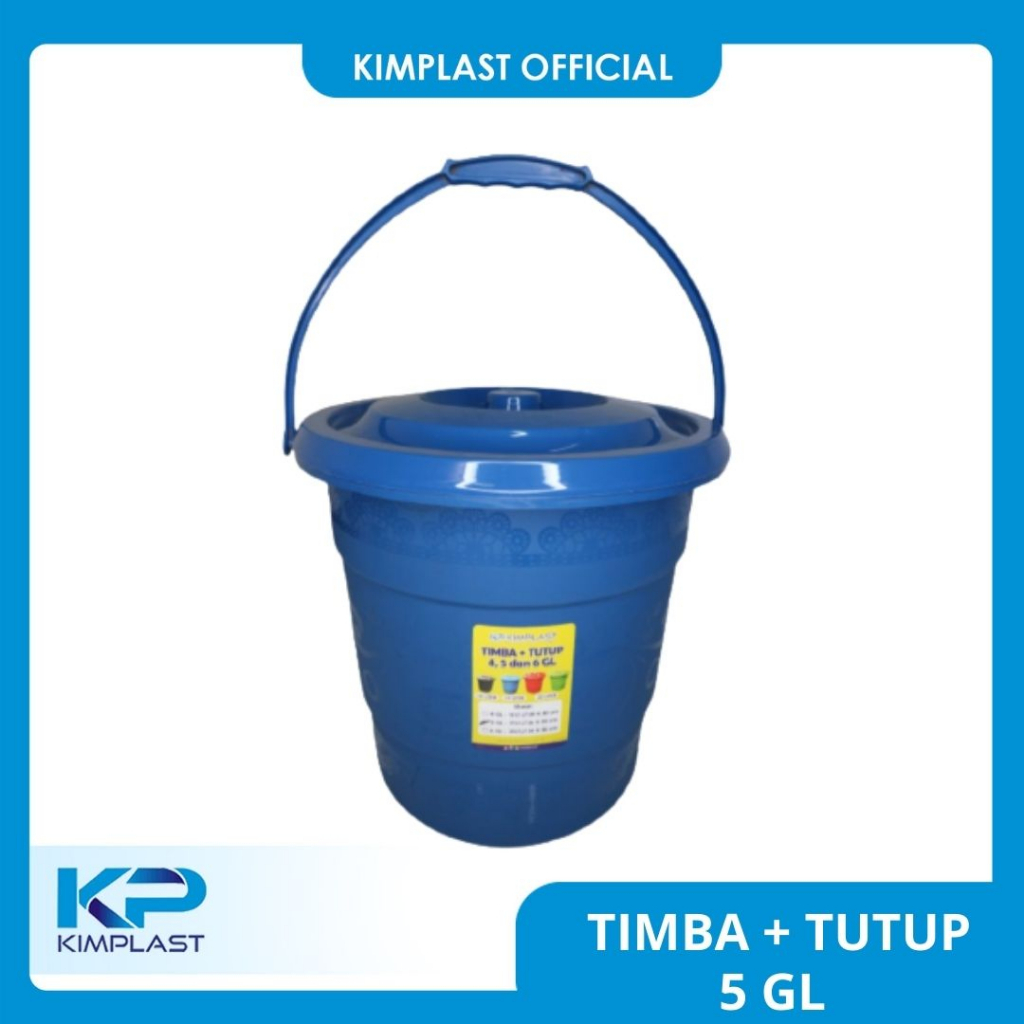 KIMPLAST Timba + Tutup 5 GL/ Ember/ Timba Sedang/ Timba Air/ Wadah Air