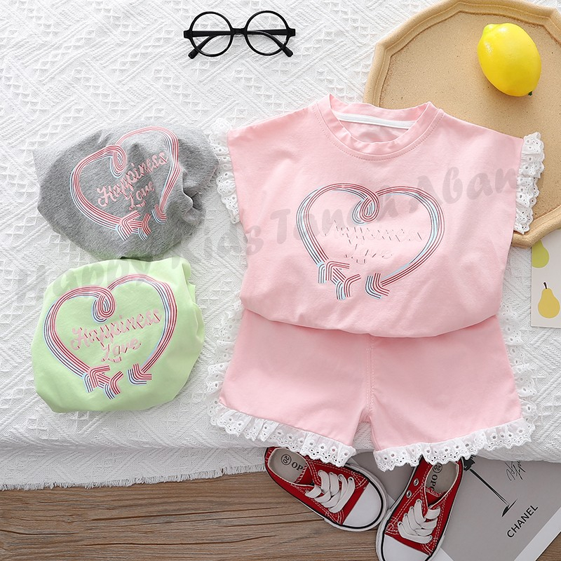 COD SETELAN KAOS ANAK PEREMPUAN IMPORT BERKUALITAS DAN KEKINIAN / SET PAKAIAN ANAK CEWEK TERMURAH