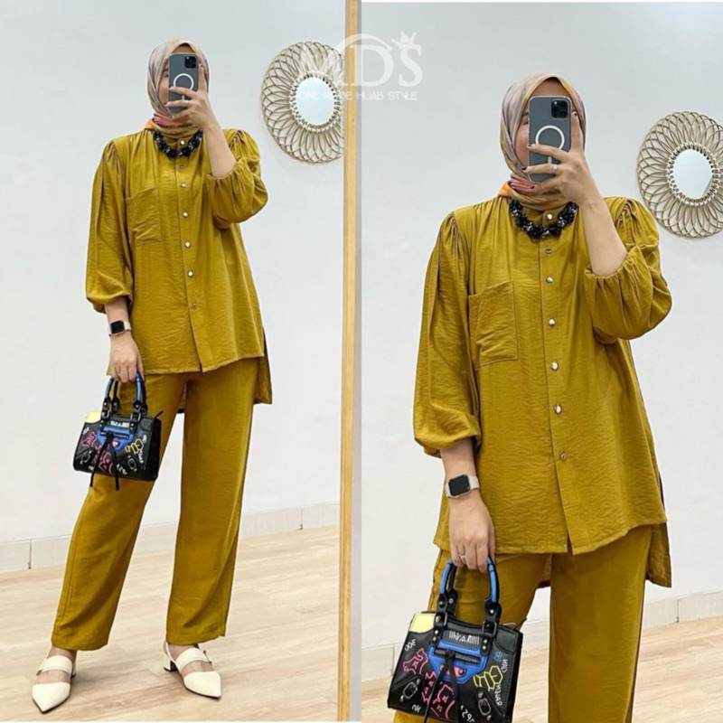 Setelan polo linen premium