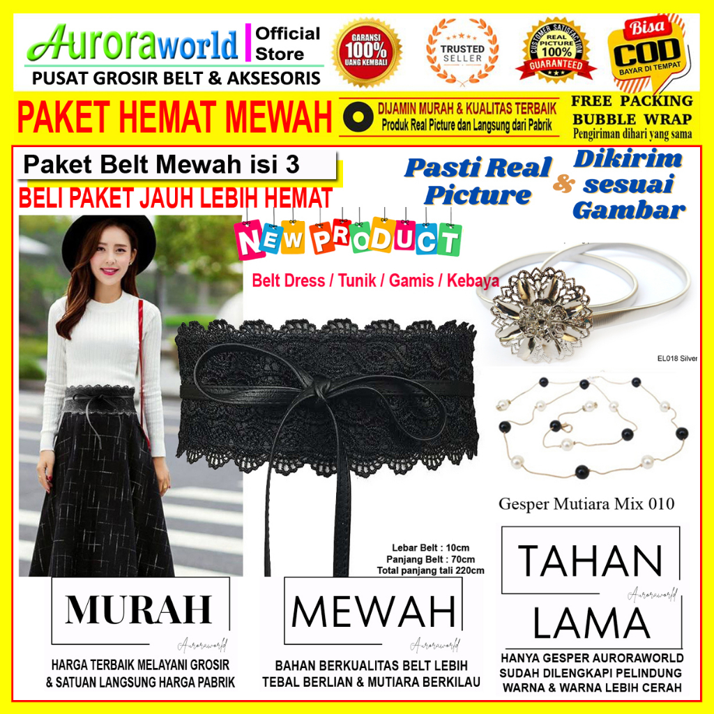 PAKET USAHA ikat pinggang wanita belt elastis wanita obi belt karet gesper kebaya sabuk mewah korea untuk dress tunik gamis