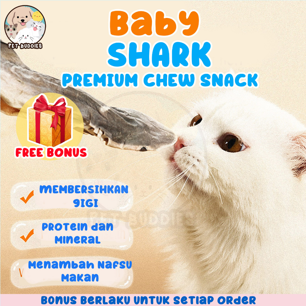 [FREE BONUS]Baby Shark Chewing Snack Makanan Kucing/Anjing Multivitamin