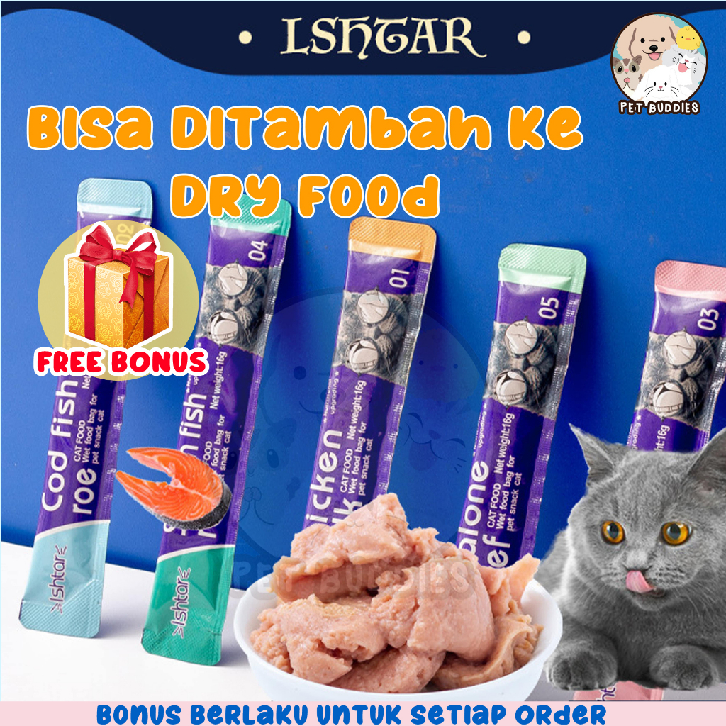 [BONUS] Ishtar Pet Strip Snack Kucing Cemilan Makanan Wet Cat food Creamy Treats