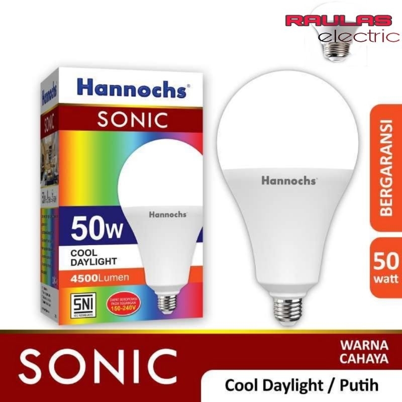 Led A Bulb Hannochs SONIC 50 Watt / Lampu Led Hannochs Sonic 50 Watt Cahaya Putih