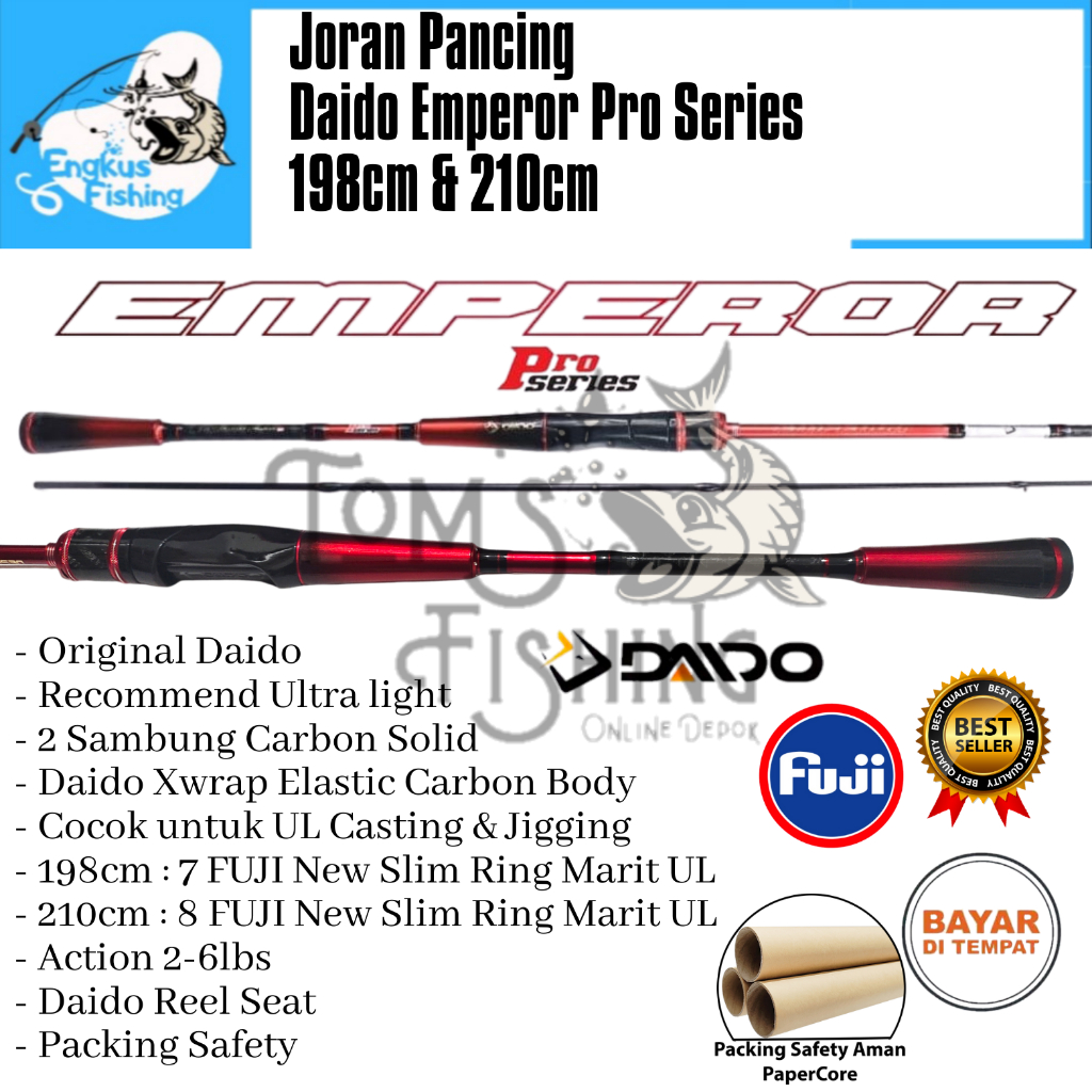 Joran Pancing UL Daido Emperor Pro Series 198cm / 210cm, SP / BC Fuji (2-6lbs) Carbon Solid Murah  - Engkus Fishing